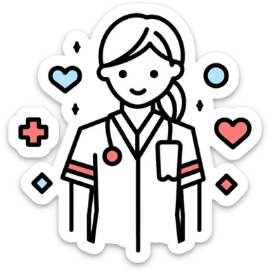 nurse icon with medical symbols sticker
