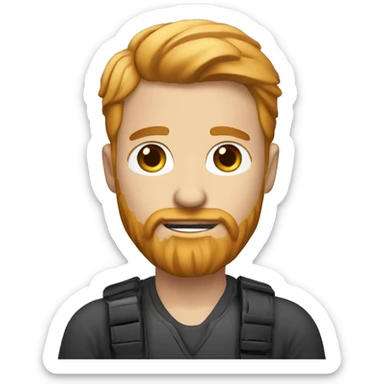Male photographer with side parted strawberry blonde hair and a beard. sticker