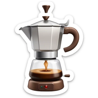 Cinematic Realistic Moka Pot Pop Culture Emoji, featuring an iconic Italian coffee maker rendered with classic charm and warm, inviting lighting. sticker