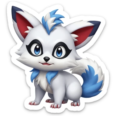 furry flurry fuzzy Absol-Zorua-Furret-Zangoose-Chinchilla-fusion-animal-Fakémon-hybrid-creature  sticker