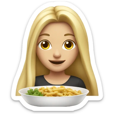  Blonde long hair girl eating big meal  sticker