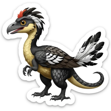 Utahraptor with a lot of feathers and white and black sticker