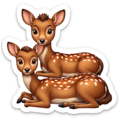 two Bambi deer lying next to each other sticker