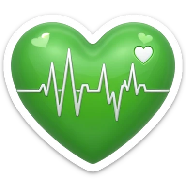 green heart with ECG heartbeat line sticker