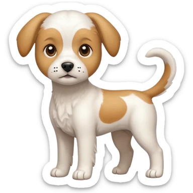 a full body white beagle x maltese x chi dog the size of a kelpie with light brown ears and a light brown patch on one eye sticker