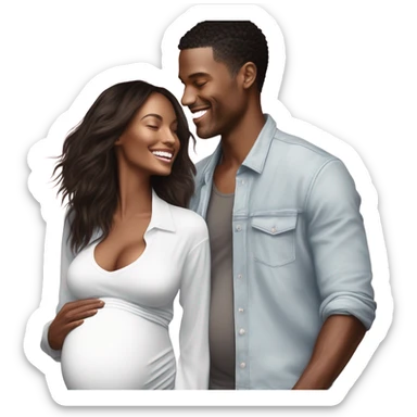 Realistic Photo of a Victoria secret model pregnant posing with a male model at her baby shower  sticker