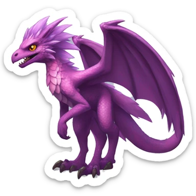 Mauve-red-violet-colored anthro-raptor-dragonkin-scalie-sona-Fakémon-hybrid with a mane on head and back full body sticker