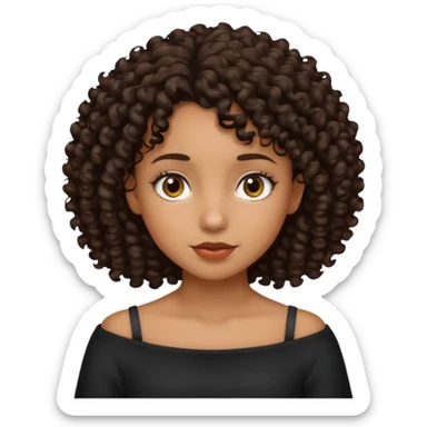 Menina de cabelo cacheado preto e abaixo do ombro  sticker