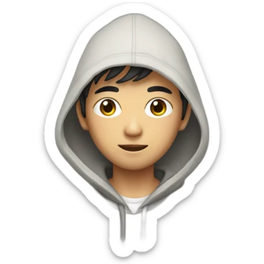 asian young man with short hair, dark eyes wear hoodie with macbook sticker