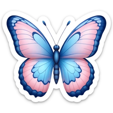A butterfly with light blue fade to light pink wings sticker