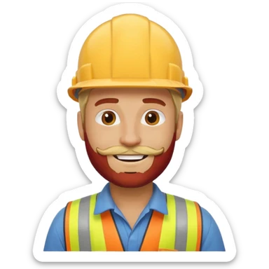 blond man with beard construction worker sticker