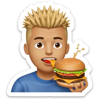 fast-food lover man  with spiky hair mohawk  sticker