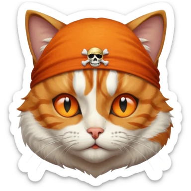 pirate cat with one closed eye with eye patch sticker
