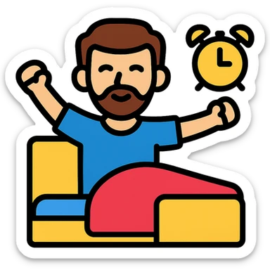 color outline icon of Messi waking up, simple lines sticker