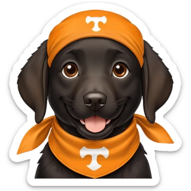 Black lab dog wearing TN Vols bandana sticker