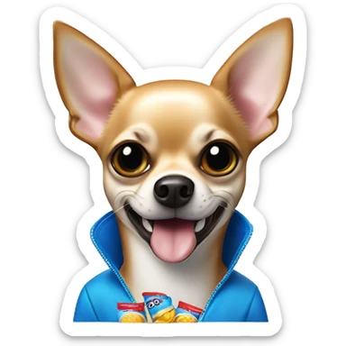 A Chihuahua with a Capri Sun in his hend￼ sticker