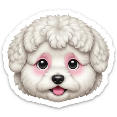 white bichon frise face with curly round hair sticker