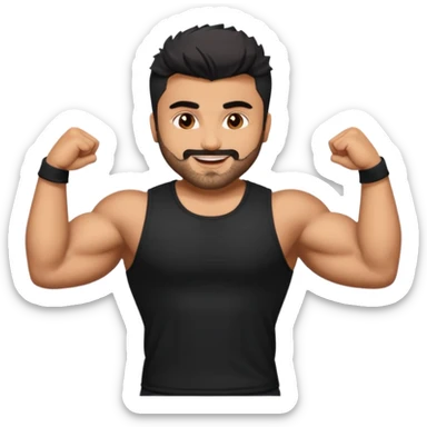 ipretty bratz emoji of arjun kapoor wearing a black tee, muscular sticker