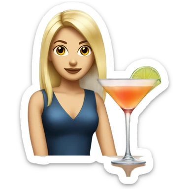 Blonde and straight hair girl sustaining cocktail sticker