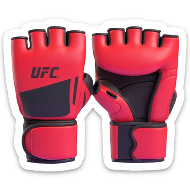 UFC MMA fighting glove with open fingertips, padded knuckles, red and black colors, official UFC style, detailed 3D sticker