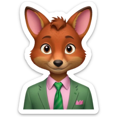 Nick Wilde (pink shirt, green tie, no suit) from the Zootopia Disney movie sticker