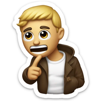 figura con cuernos pequeños y una sonrisa maliciosa como el 😈, con un gesto de "shhh" o dedo en los labios del 🤫 y nibes saliendo de la nariz como el de 😤 sticker