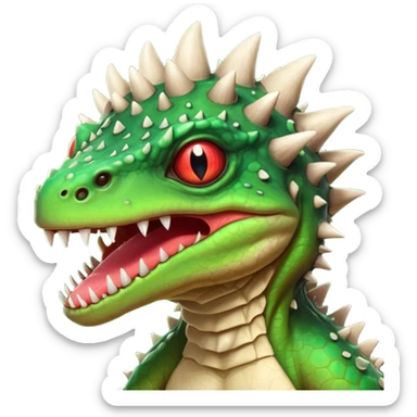 poisonous mushroom reptile monster portrait, head and shoulders only, lizard-like face, spiky mushroom growths, toxic green glow, creepy tongue, fantasy animal vibe, 3D cartoon, mobile game icon style, clean background, no text, no watermark

 sticker