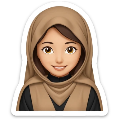 create an emoji of a girl wearing a shayla (شيله) and abaya, brunette girl (her hair shows ofc it is not a hijab) like more of a khaleeji shayla. also she is muslim  sticker