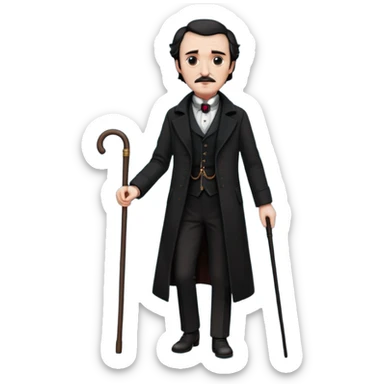 full length edgar allan poe  walking sticker