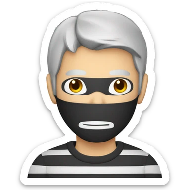 Burglar with mask and striped jumper and grey hair sticker