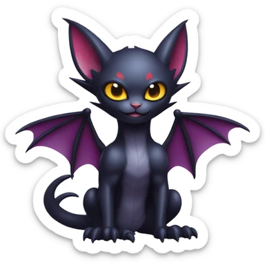 Cool Cute Edgy Chibi Bat-Cat-Noivern-Noibat-Litten-Pokémon-Fakémon-hybrid sticker
