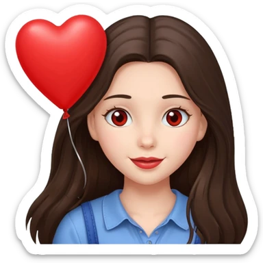 white happy long haired brunette girl hazel eyes valentines sticker