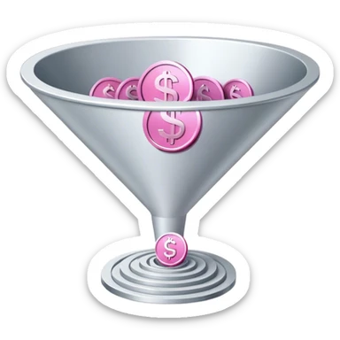 pink money in the sales funnel sticker