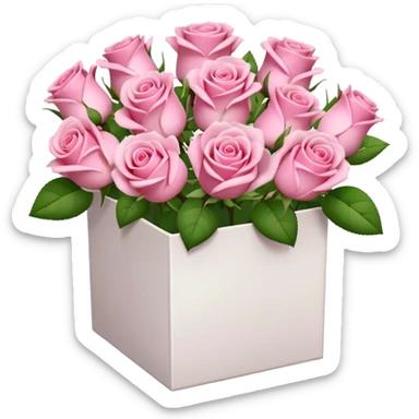 bouquet of pink 25 roses in a white box sticker