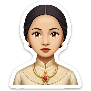 Cinematic Realistic Raden Ajeng Kartini Portrait Emoji, depicted as an inspiring Indonesian feminist icon in period attire with a thoughtful determined gaze, rendered with lifelike textures and warm empowering lighting that captures her pioneering spirit. sticker
