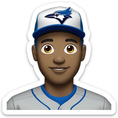 light skin guy in a grey shirt and toronto blue jays hat (blue) sticker