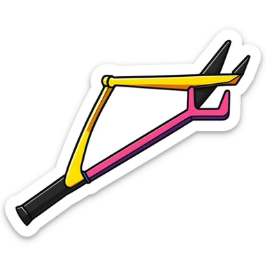 A colorful Y-shaped slingshot with elastic band sticker
