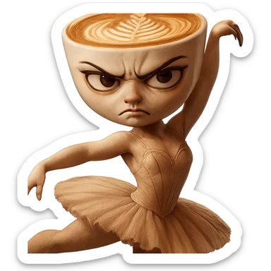Edit the ballerina cappuccino character to have an angry expression. Keep the transparent background. sticker