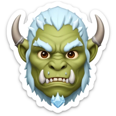 Fantasy orc emoji portrait, tusks lightly covered with ice and snow, winter predator look, strong silhouette, clean minimal emoji design, male/female variant
 sticker
