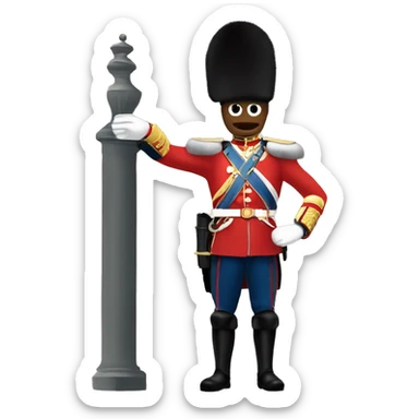 a queens guard soldier defending a clock that he is holding, top half of his body only sticker