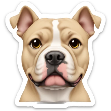 beige american bully with cropped ears, white chest and beige eyes sticker