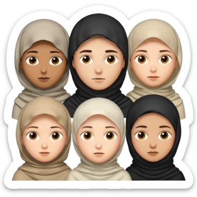1 man not veiled with short hair and 4 veiled women sticker