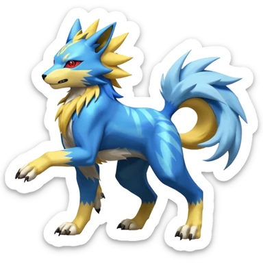 Zeraora-Manectric-Renamon-Lombax-Weregarurumon-fusion-creature (full body sticker