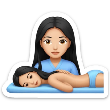 Philippines woman with long hair is getting a massage  sticker