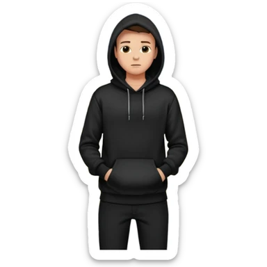 fullbody Mysterious sky man in black hoodie, hands in pockets and black pants sticker