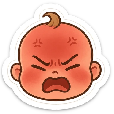 a baby red angry face  sticker