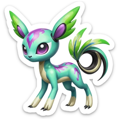 Colorful Shiny Edgy Cool Badass Painted Splashed Exotic Meloetta-Palkia-Virizion-Venom-Stitch-Fakémon-creature-hybrid sticker