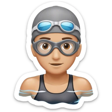 swimmer swimming in a cap, jumpsuit and gray goggles sticker