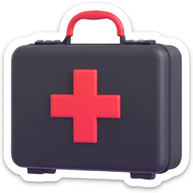 First aid kit with a red cross sticker
