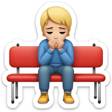A person sitting with sad feeling sticker